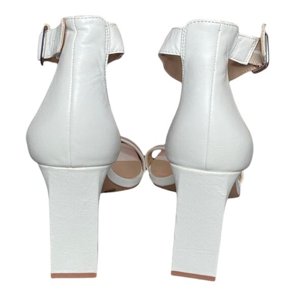 NWT Vince Camuto Bendiva White Leather Open Toe Heels with Ankle Strap size 10 - Picture 4 of 5